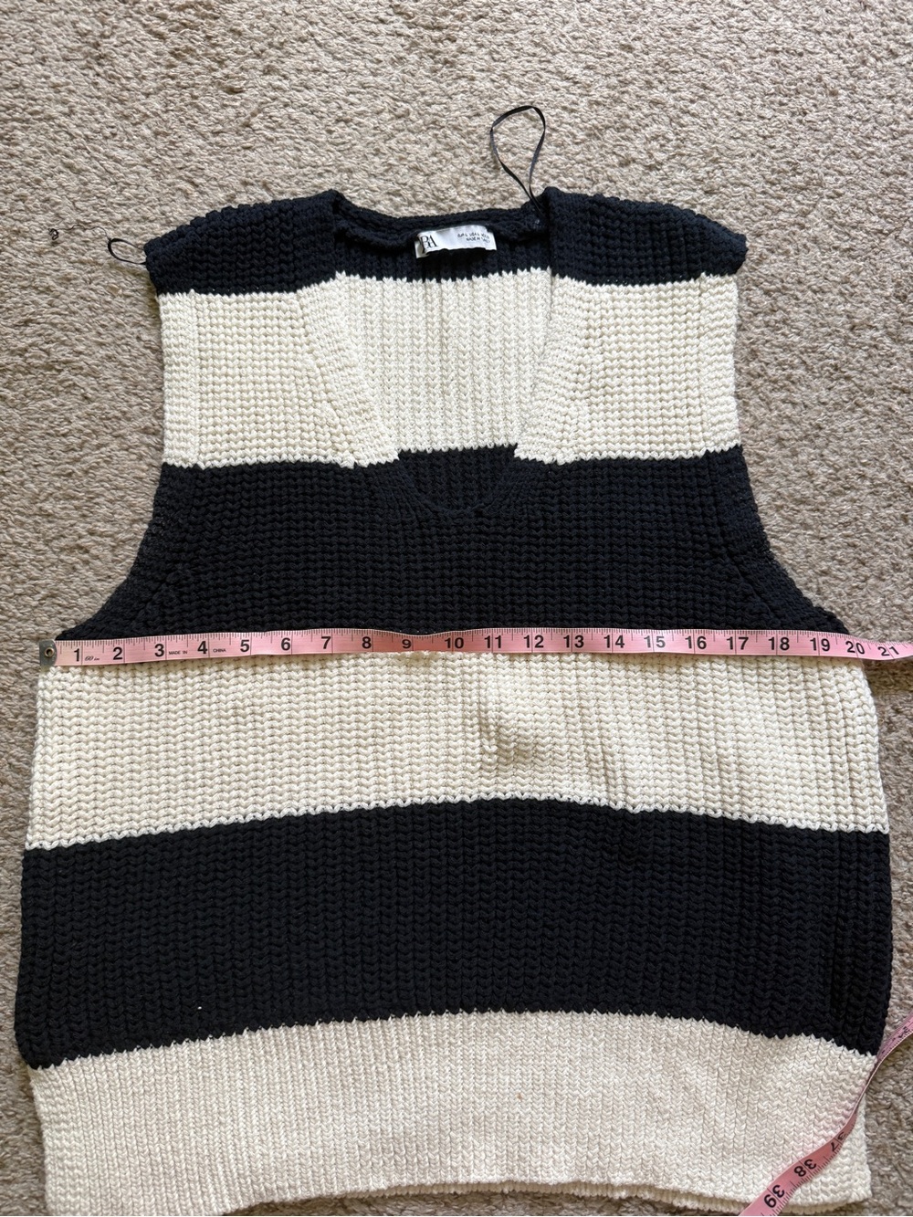Zara Black and White Striped Knit Sleeveless Top - Picture 5 of 5